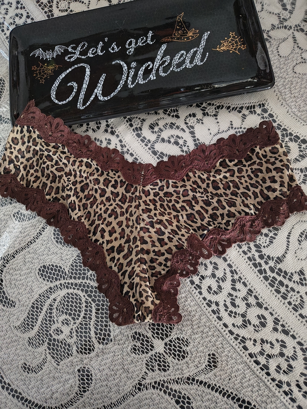 Y2K Retro Animal Print Kk Ace Bikini Panty Lingerie Intimate Brown Black Leopard
